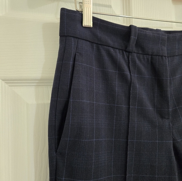 Maje Stylish Trouser Pants Women's Size  38(M) Dark Blue Plaid Straight Leg - Picture 6 of 15